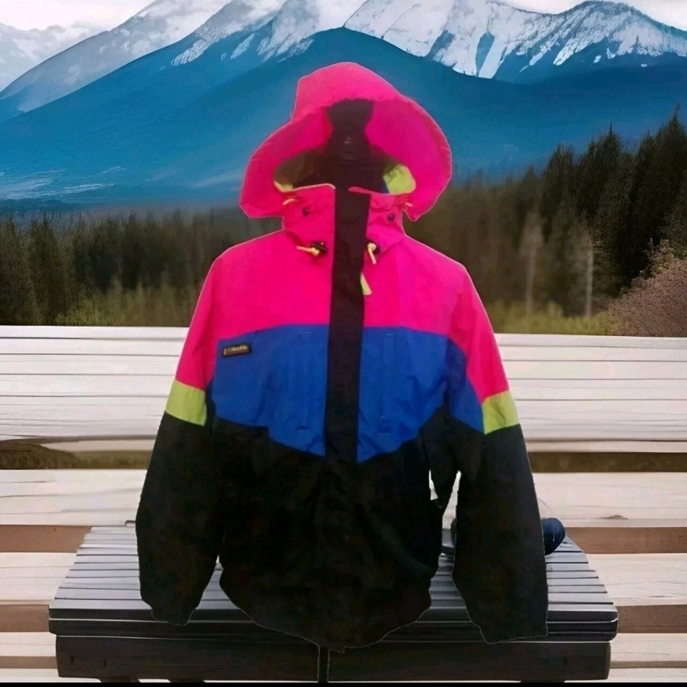 Vintage Columbia Retro Colorblock Snow Ski Jacket Colorful Winter Medium
